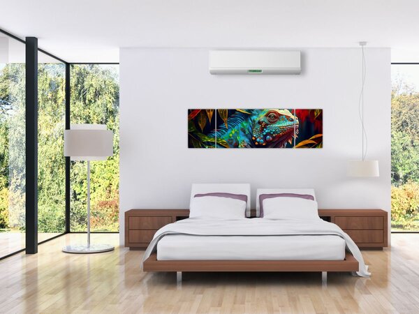 Obraz - Kolorowa iguana (170x50 cm)