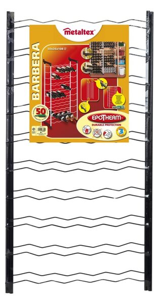 Czarny metalowy regał na wino liczba butelek 50 Barbera – Metaltex