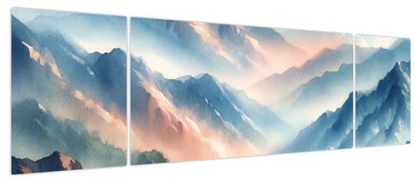 Obraz - Akwarelowe góry (170x50 cm)