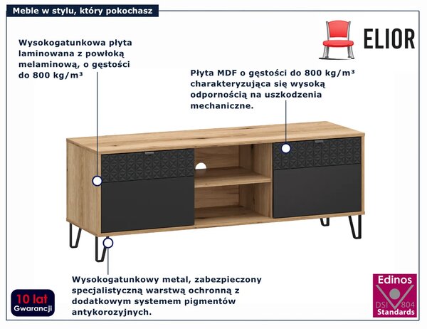 Szafka RTV na nóżkach dąb evok + czarny A7-A38
