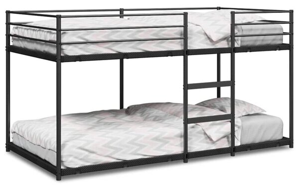 Łóżko piętrowe bez materaca, czarne, 90x200 cm, stal