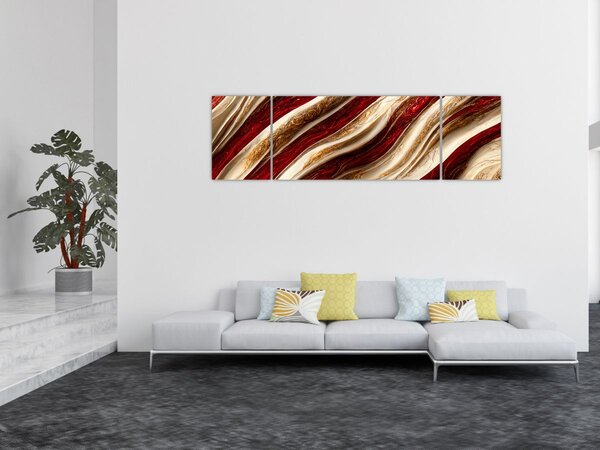 Obraz - Złoto - biała tekstura (170x50 cm)
