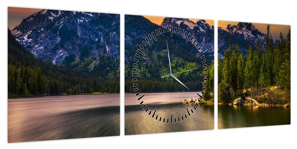 Obraz - Park Narodowy Grand Teton (z zegarem) (90x30 cm)