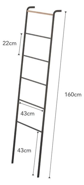Czarna drabina dekoracyjna z detalem z bukowego drewna YAMAZAKI Tower Ladder