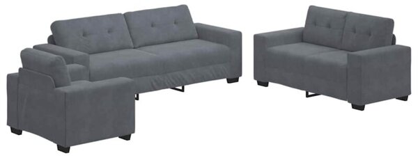 Sofa 3 szt. ciemnoszary tkanina lniana