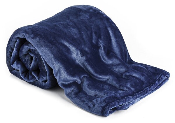Koc XXL / Narzuta na łóżko ciemnoniebieska, 200 x 220 cm