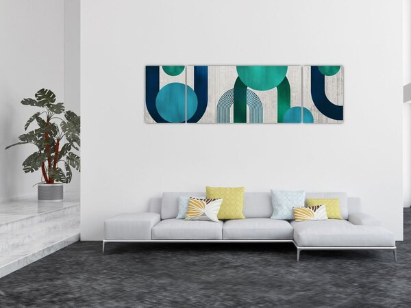 Obraz - Linie i okrągłe kształty (170x50 cm)