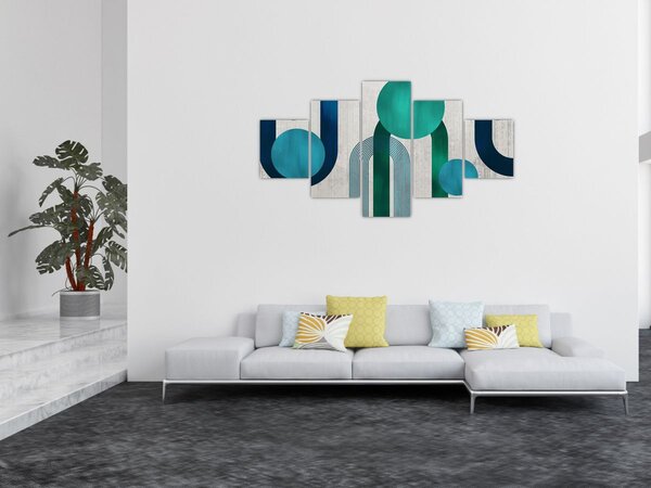 Obraz - Linie i okrągłe kształty (125x70 cm)