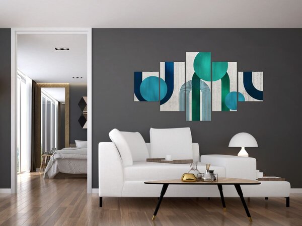 Obraz - Linie i okrągłe kształty (125x70 cm)
