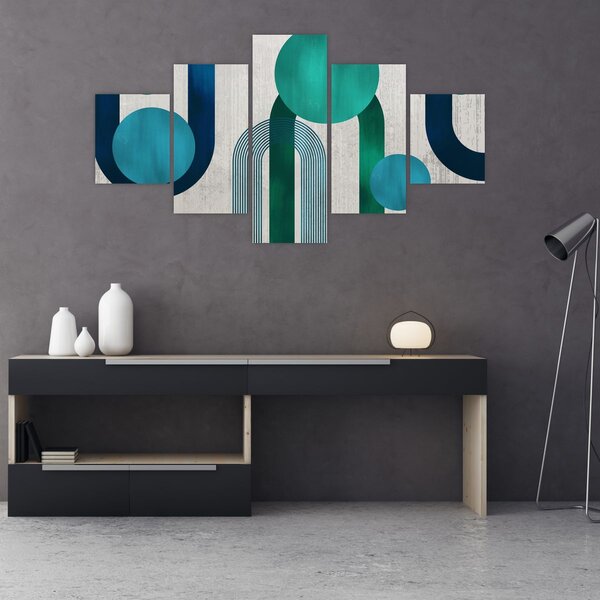 Obraz - Linie i okrągłe kształty (125x70 cm)