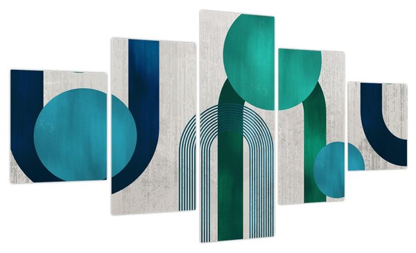 Obraz - Linie i okrągłe kształty (125x70 cm)