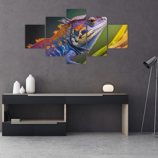 Obraz - Kolorowy legwan (125x70 cm)