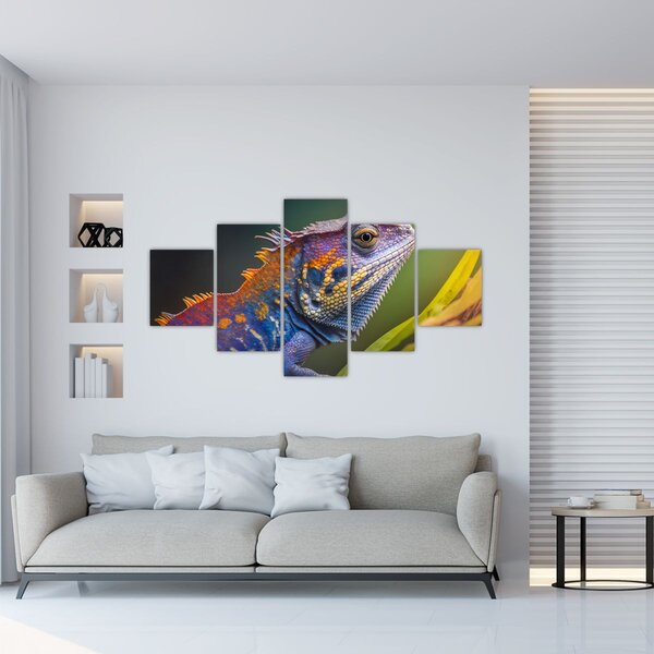 Obraz - Kolorowy legwan (125x70 cm)