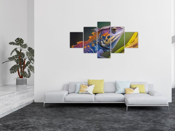 Obraz - Kolorowy legwan (125x70 cm)
