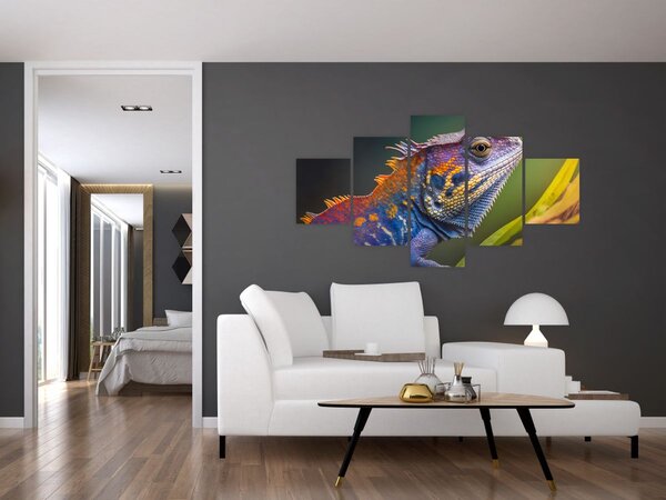 Obraz - Kolorowy legwan (125x70 cm)