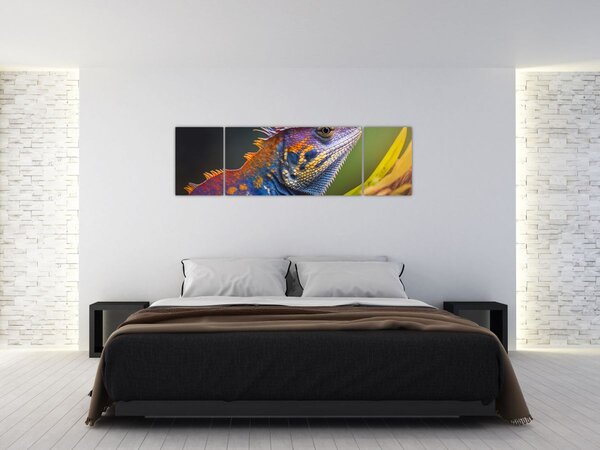 Obraz - Kolorowy legwan (170x50 cm)