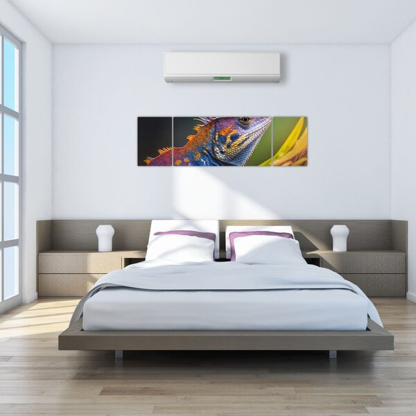 Obraz - Kolorowy legwan (170x50 cm)