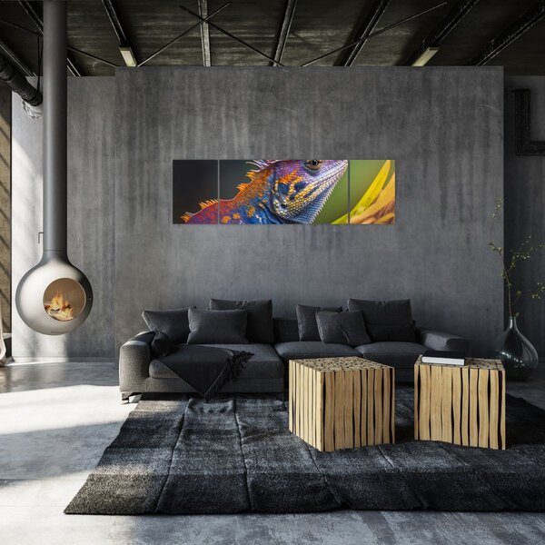 Obraz - Kolorowy legwan (170x50 cm)