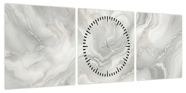 Obraz - Naturalna tekstura marmuru (z zegarem) (90x30 cm)