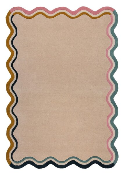 Kremowy wełniany dywan tkany ręcznie 120x170 cm Leo Scallop – Flair Rugs