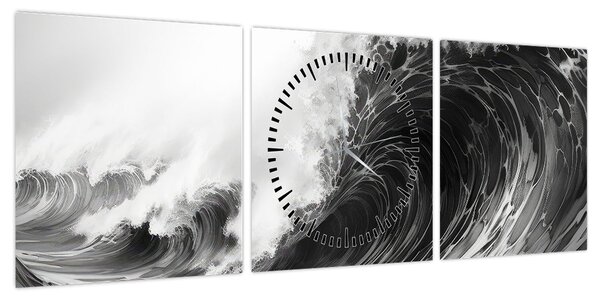 Obraz - Malowanie fal (z zegarem) (90x30 cm)