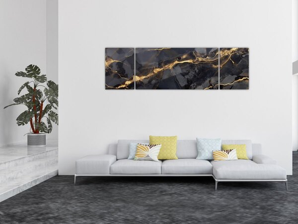 Obraz - Czarny - złoty dekor (170x50 cm)