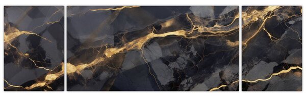 Obraz - Czarny - złoty dekor (170x50 cm)