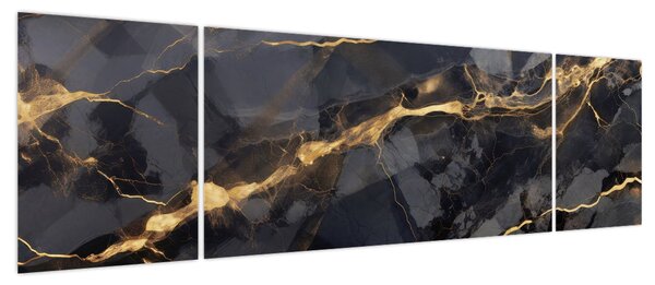 Obraz - Czarny - złoty dekor (170x50 cm)