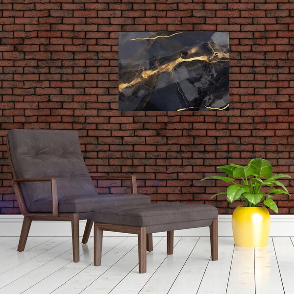 Obraz - Czarny - złoty dekor (70x50 cm)