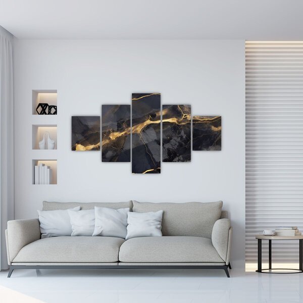 Obraz - Czarny - złoty dekor (125x70 cm)