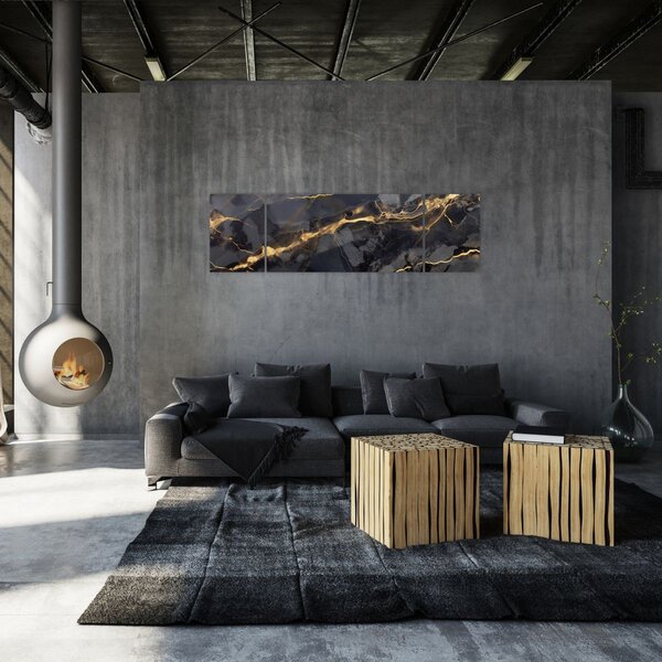 Obraz - Czarny - złoty dekor (170x50 cm)
