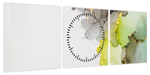 Obraz - Sztuka abstrakcyjna w tuszu (z zegarem) (90x30 cm)