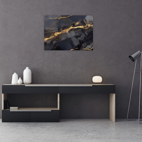 Obraz - Czarny - złoty dekor (70x50 cm)