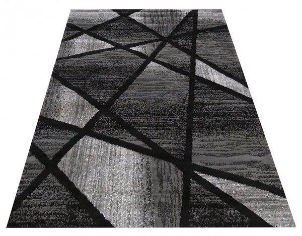 Czarno-szary geometryczny dywan L6-M13