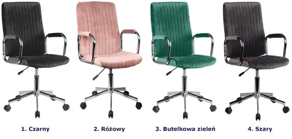Różowy welurowy fotel do biurka G7-T32