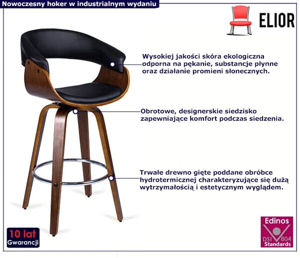 Nowoczesny drewniany hoker kuchenny w stylu loft B6-C25