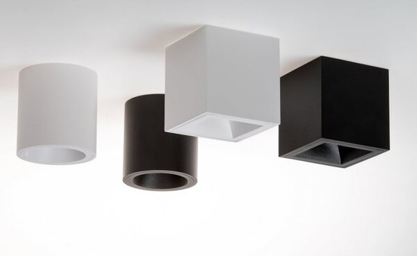 PP P 207 BK/WH PLAFON NOWOCZESNA LAMPA SUFITOWA OPRAWA NATYNKOWA ALUMINIUM WALEC CZARNO-BIAŁY PAR16 GU10 LED