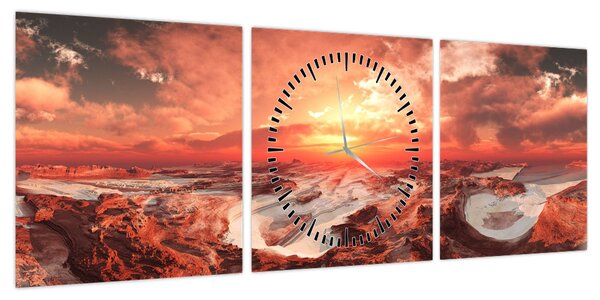 Obraz - Mars (z zegarem) (90x30 cm)
