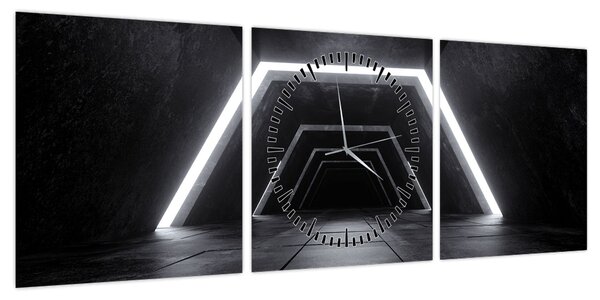 Obraz - Futurystyczny tunel (z zegarem) (90x30 cm)