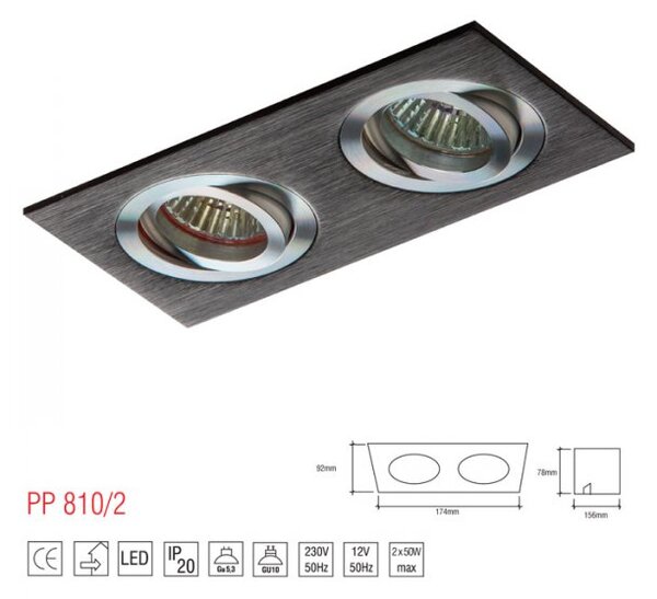PP Design 810/2 OPRAWA HALOGENOWA LED WPUSZCZANA OCZKO REGULOWANA CZARNY PAR16 MR16 GU10 GU5,3