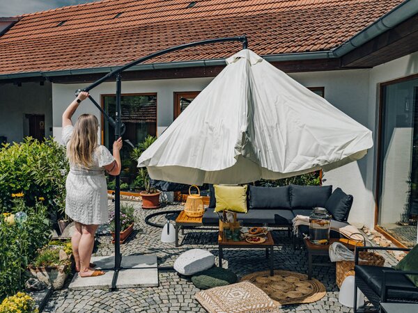 Ogrodowy parasol składany LEVI 300 cm, beżowy + darmowe opakowanie