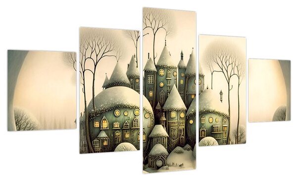 Obraz - Bajkowe domki (125x70 cm)