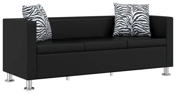 Sofa 3-osobowa ze skÃ³ry syntetycznej, czarna