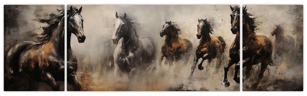 Obraz - Obraz olejny przedstawiający konie (170x50 cm)