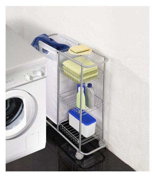Wielofunkcyjny wózek/regał na kółkach z koszem Wenko Slim, 28 l