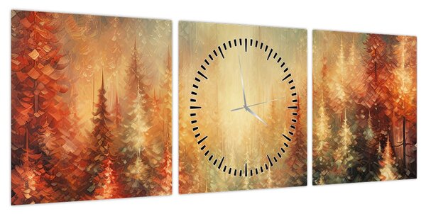 Obraz - Malowanie lasów (z zegarem) (90x30 cm)