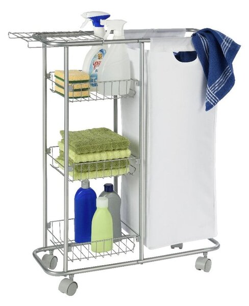 Wielofunkcyjny wózek/regał na kółkach z koszem Wenko Slim, 28 l