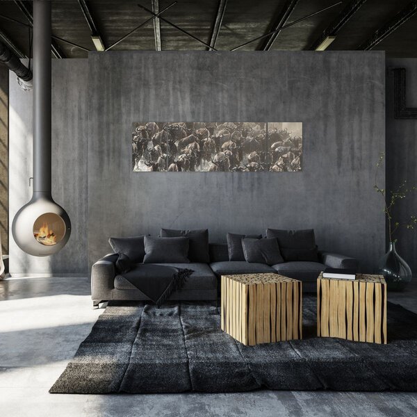 Obraz - Stado antylop gnu (170x50 cm)
