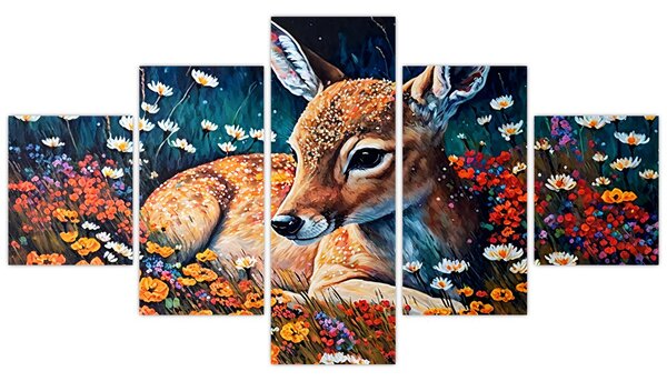 Obraz - Malowany jeleń (125x70 cm)