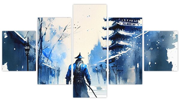 Obraz - Samuraj, akwarela (125x70 cm)